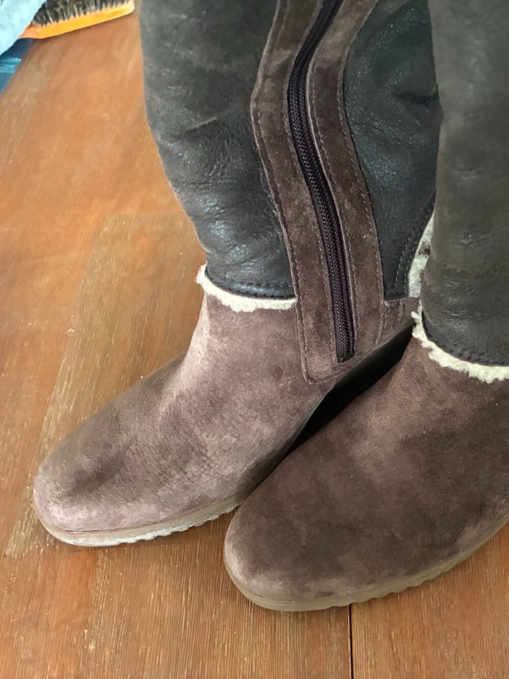 UGG Womens Suede & Leather Aubrie Tall Wedge Boots Size 8 - Picture 4 of 10